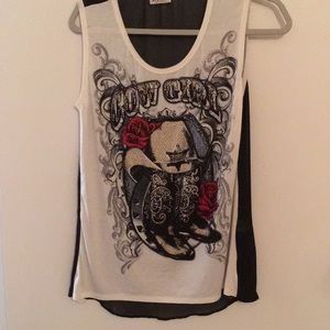 Vocal  cow girl embellished tank
